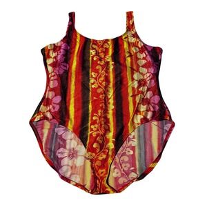 Vintage Catalina Plus Size 3X Swimsuit Ribbed High‎ Cut One Piece Y2K Swim